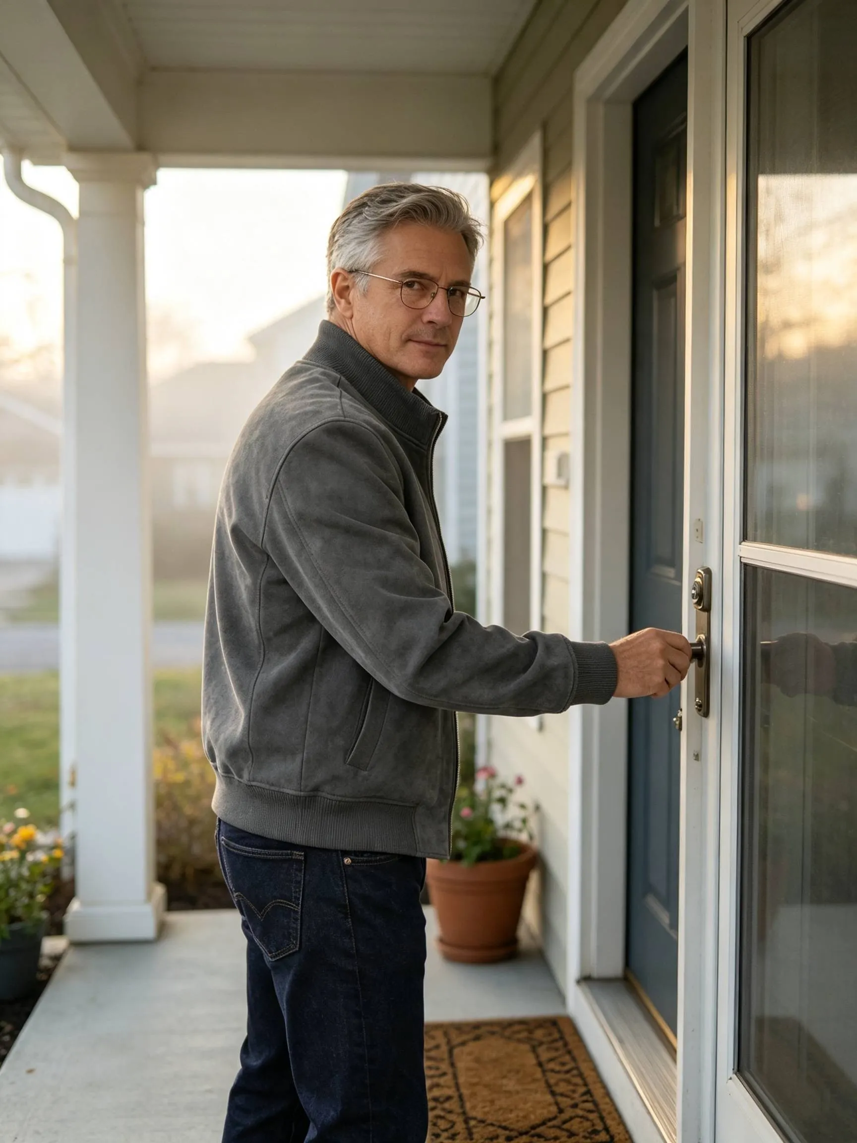 Customer photo of the suede stand collar jacket