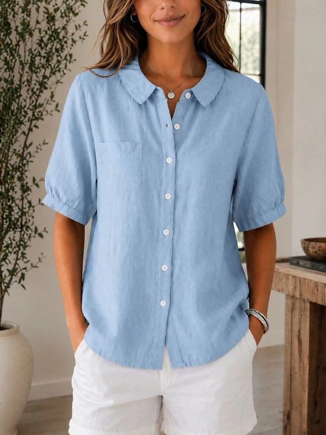 The Effortless Coastal Button-Down Blouse