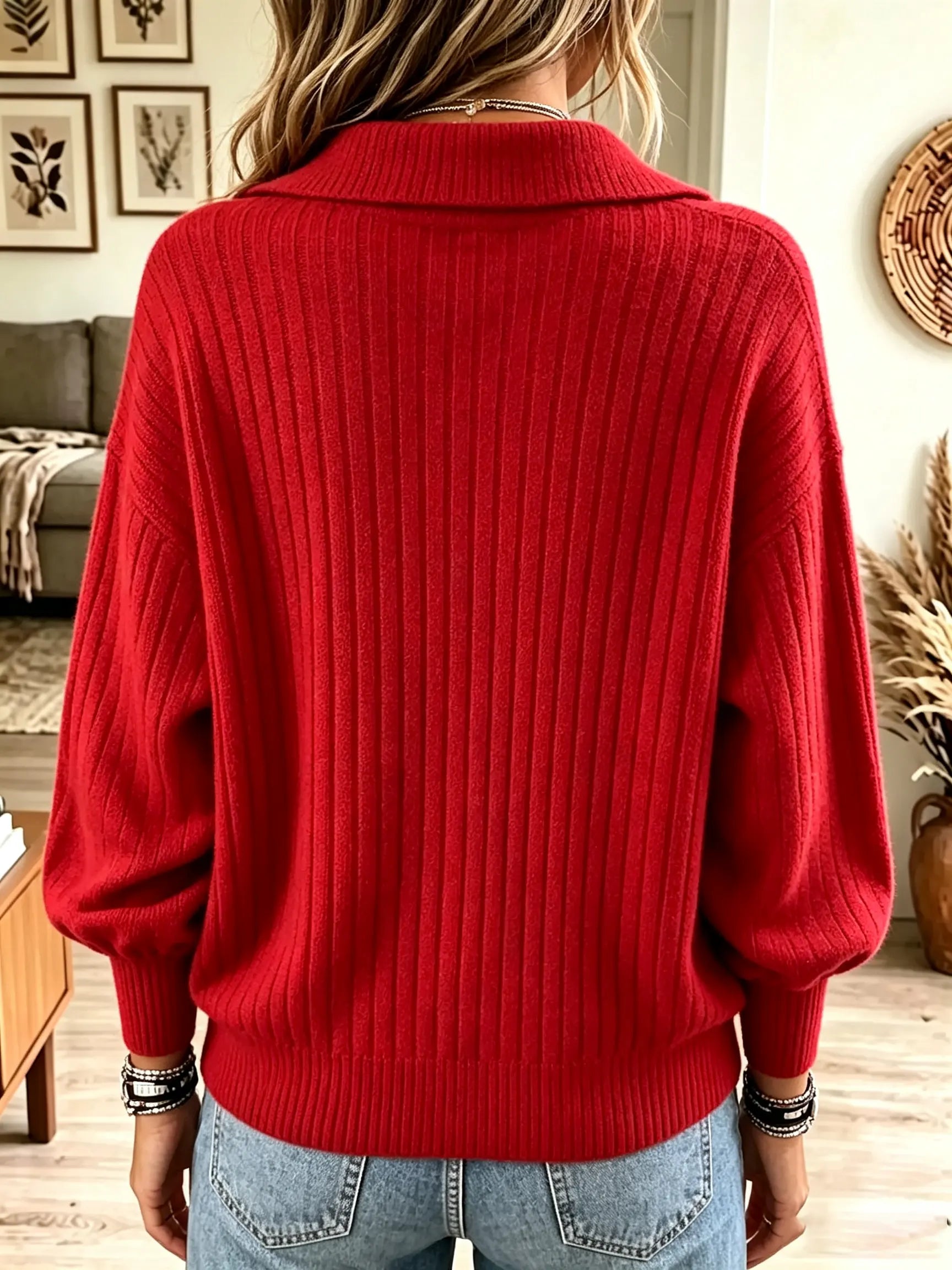 🤲LAST DAY SAVE 49% ⏰Women's Polo Collar Button-Down Ribbed Cardigan
