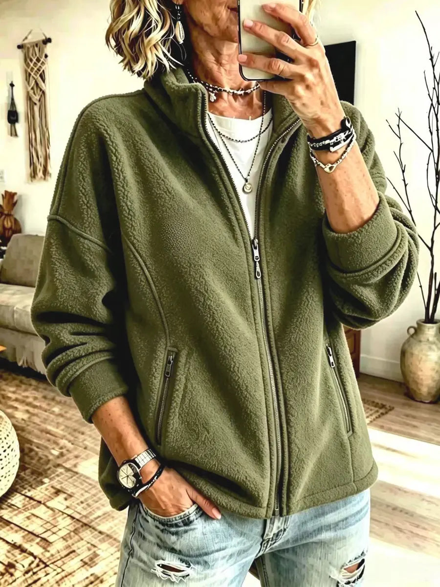 🤲LAST DAY SAVE 49% ⏰Cozy Warm Fleece Zip Art Casual Stylish Long Sleeve Coat