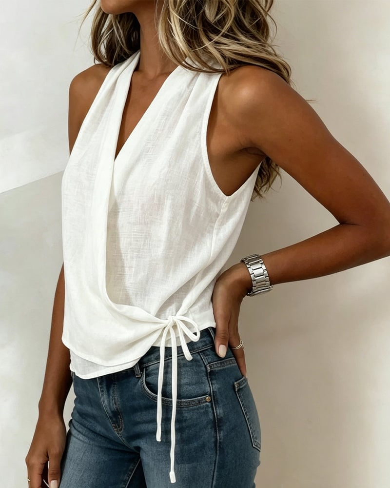 The Effortless Linen-Blend Wrap Top