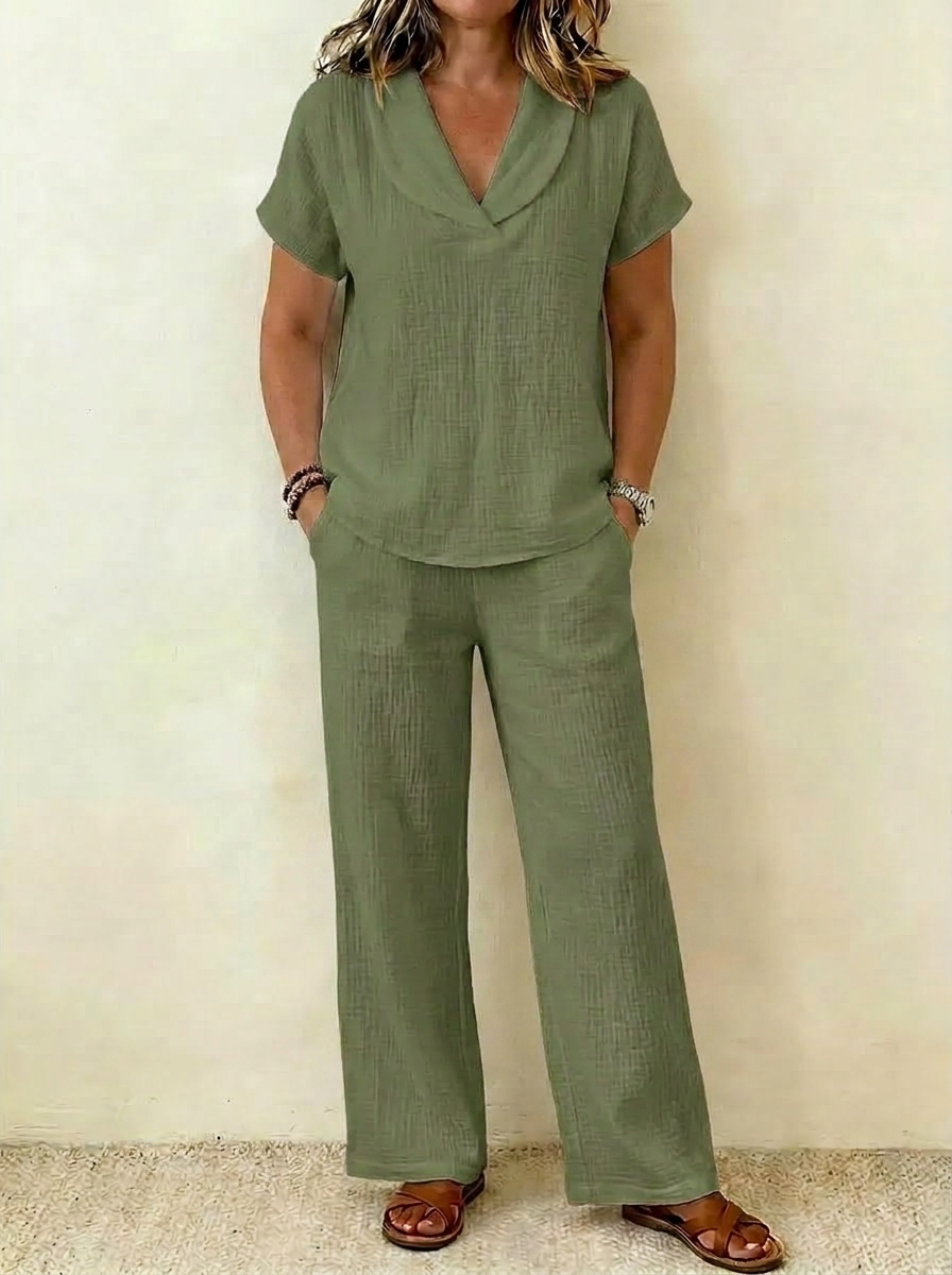 Elegant Cotton Linen Two-Piece Set
