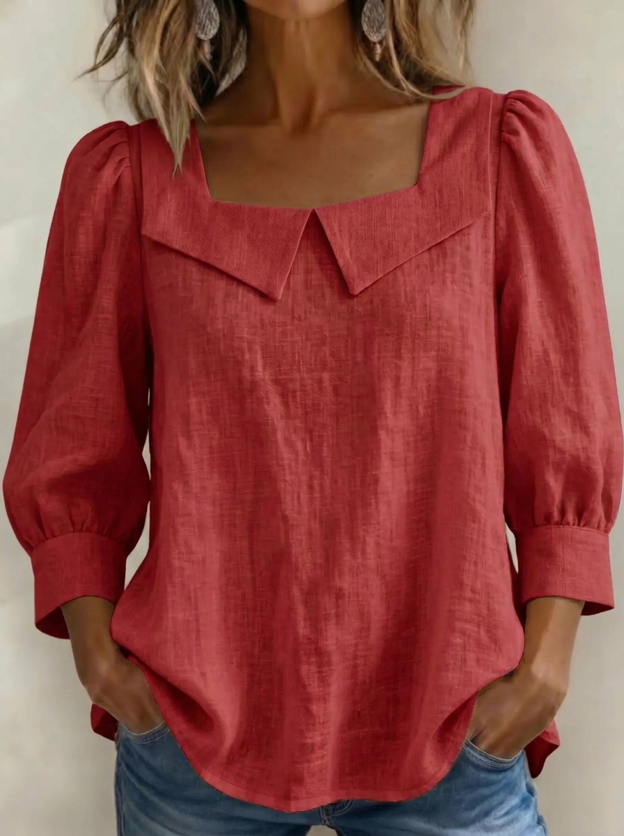 Today 49% off🔥Women’s Cotton Linen Square Neck Puff Sleeve Blouse