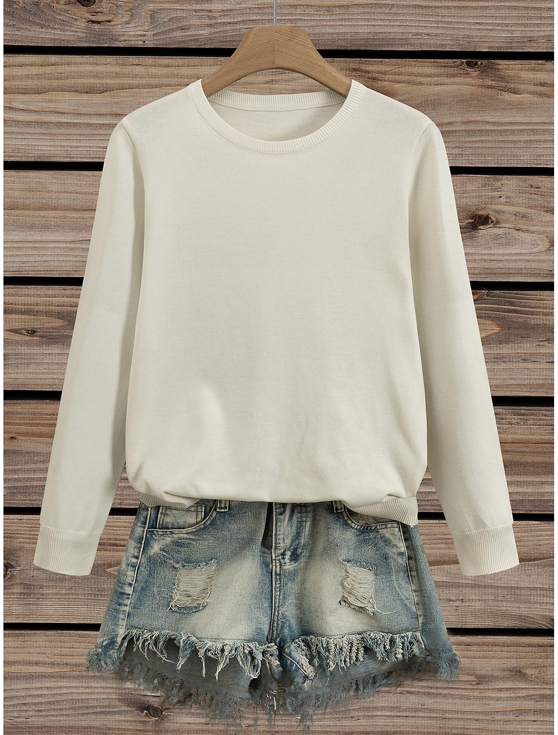 Women's Classic Crewneck Knit Sweater – Casual Long Sleeve Pullover for Everyday Wear