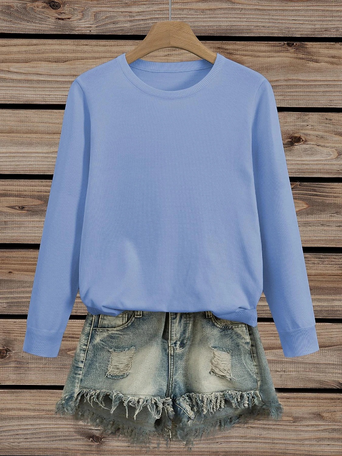 Women's Classic Crewneck Knit Sweater – Casual Long Sleeve Pullover for Everyday Wear