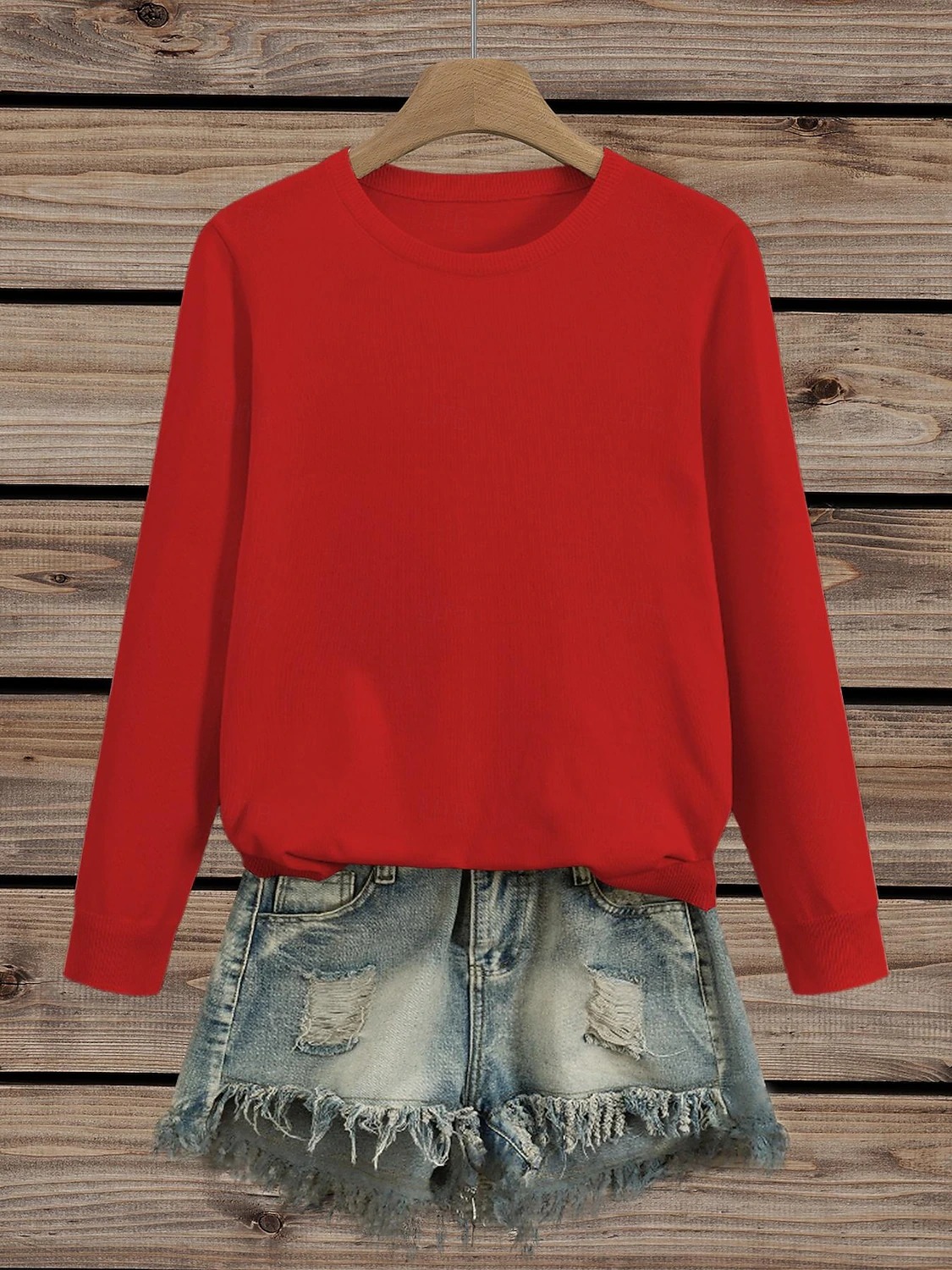 Women's Classic Crewneck Knit Sweater – Casual Long Sleeve Pullover for Everyday Wear