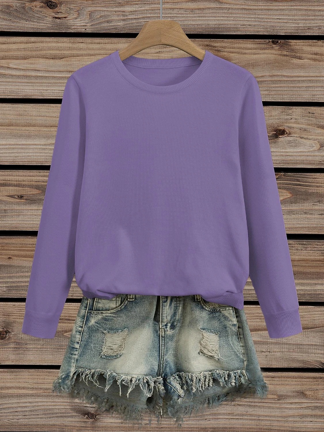 Women's Classic Crewneck Knit Sweater – Casual Long Sleeve Pullover for Everyday Wear