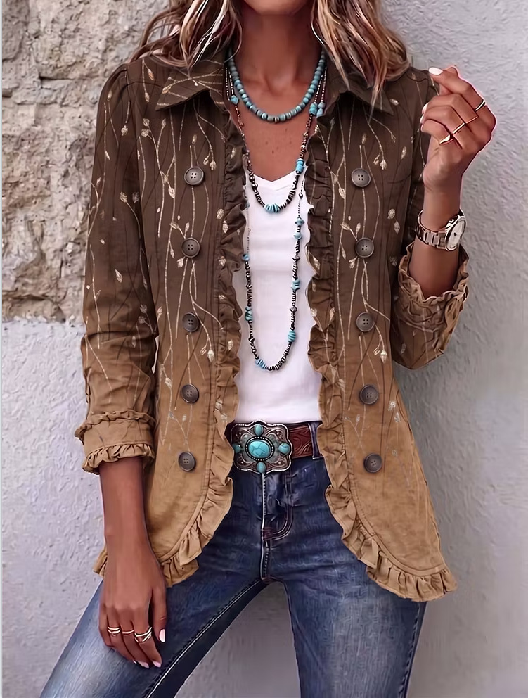 🤲LAST DAY SAVE 49% ⏰Boho-chic Floral Embroidered Utility Ruffled Trim Jacket