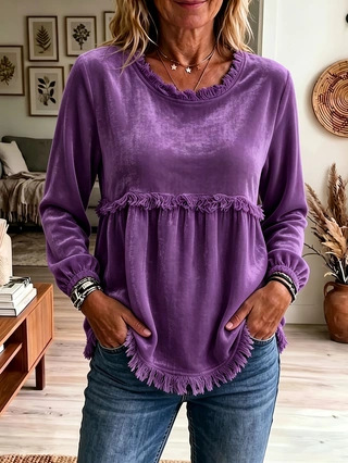 🌼 SunEase™ Frayed Soft Pullover Top