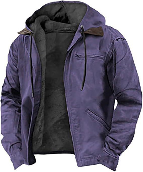 Men's Vintage Hooded Jacket – Washed Full-Zip Coat for Casual Outdoor Wear