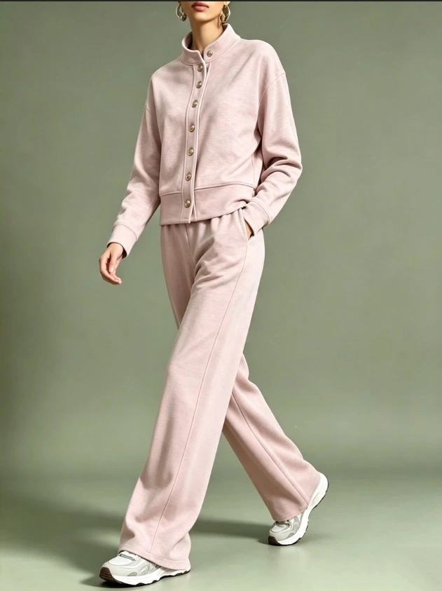 Women's 2-Piece Button Set – Relaxed Wide-Leg Style for Everyday Wear