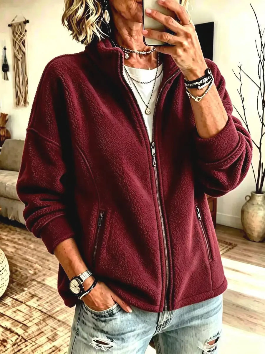 🤲LAST DAY SAVE 49% ⏰Cozy Warm Fleece Zip Art Casual Stylish Long Sleeve Coat