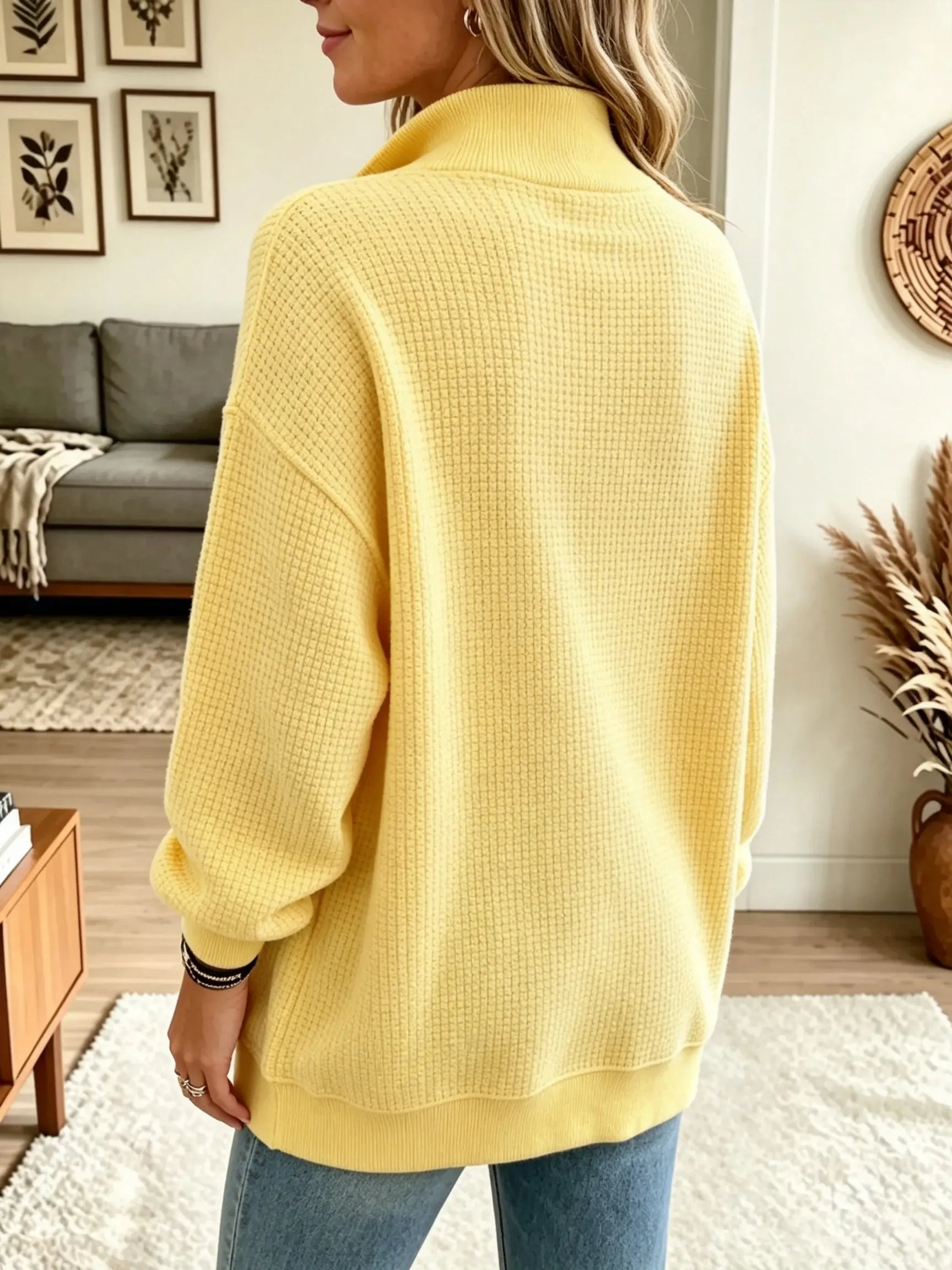 🤲LAST DAY SAVE 49% ⏰Women's Half-Zip Waffle Knit Pullover Sweatshirt