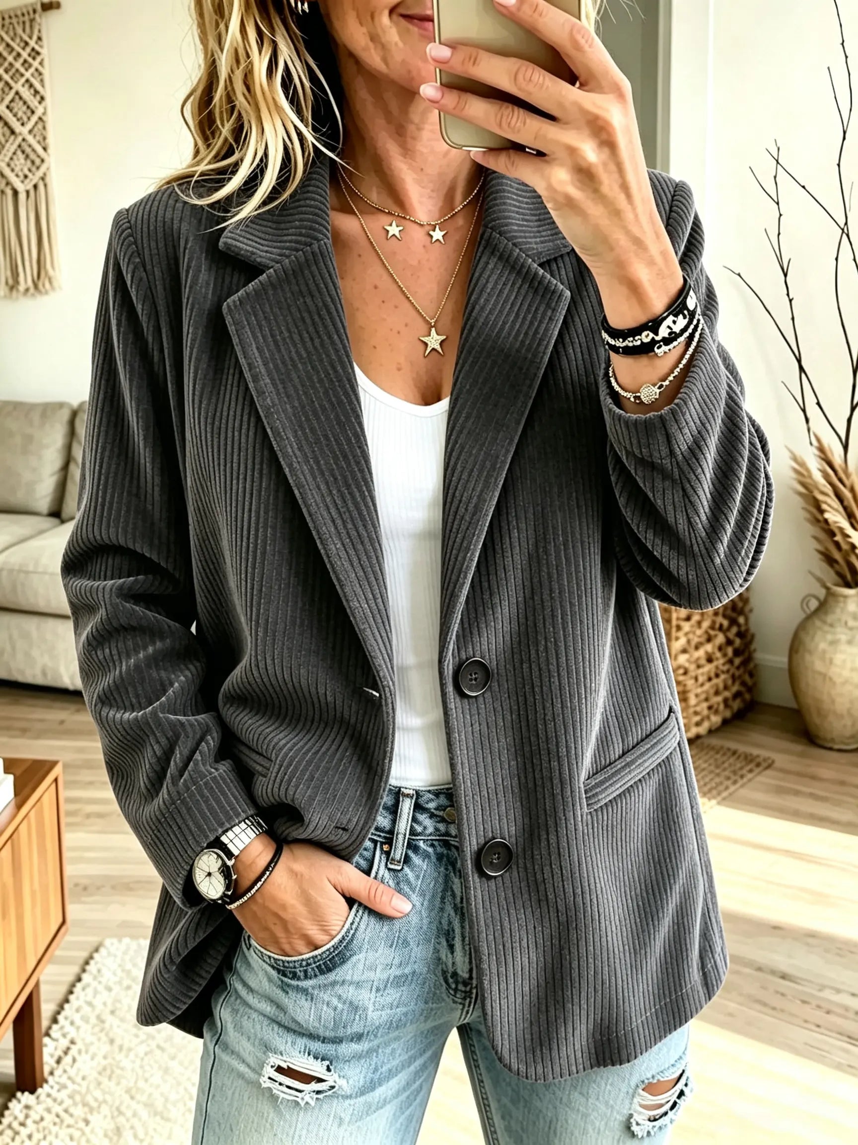 🤲LAST DAY SAVE 49% ⏰Women's Tailored Corduroy Two-Button Blazer