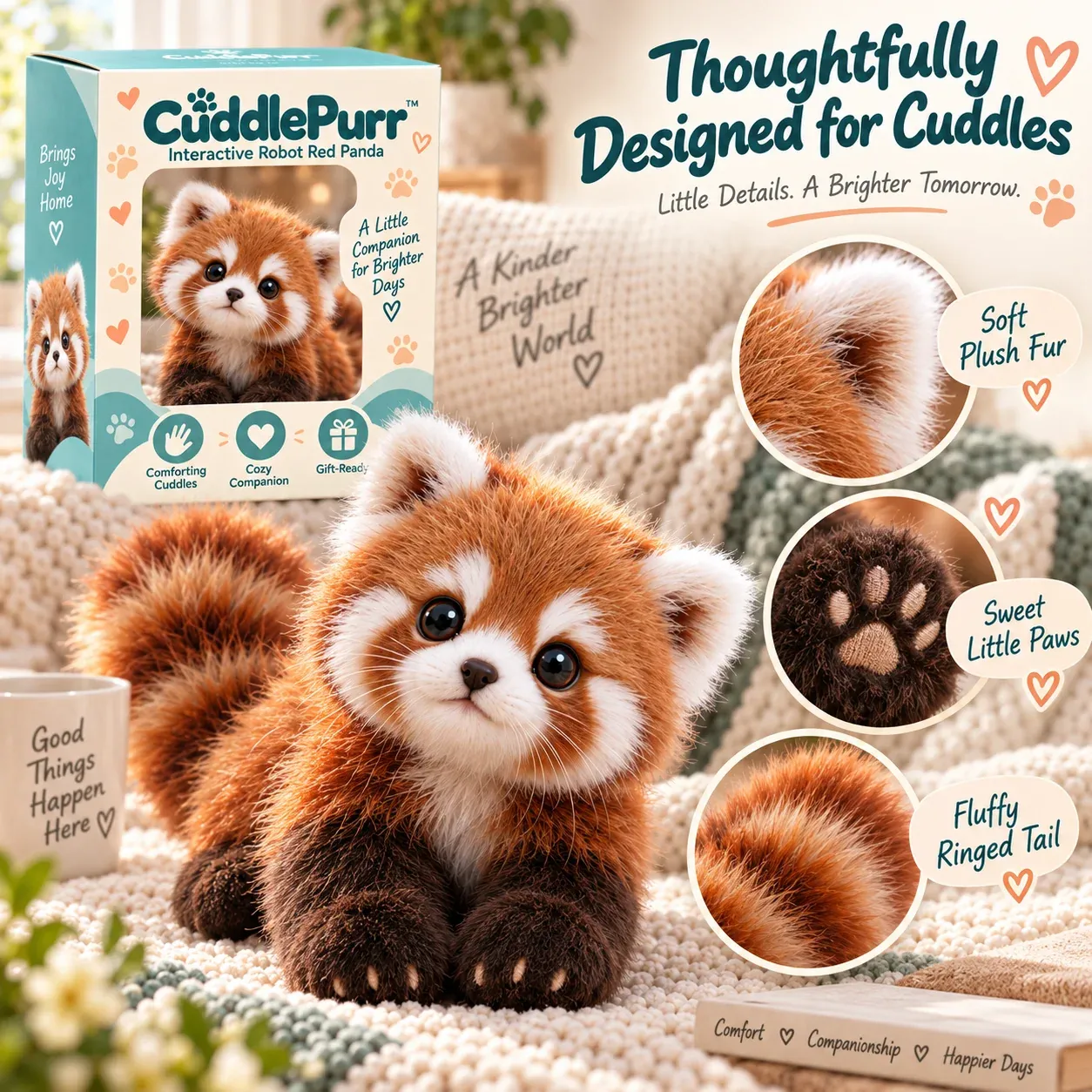 🐾❤ Best Sellers CuddlePurrTM Red Panda – Interactive Plush Companion | A Little Friend, A Lot of Love
