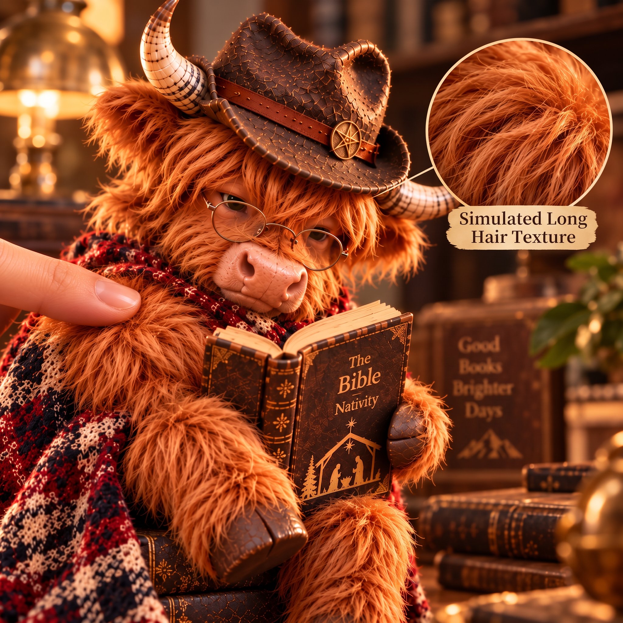 Detailed Fluffy Fur Texture Highland Cow