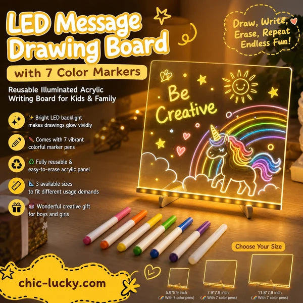 🔥✨ LED Note Board 🎨Includes 7 colour pens, bright display & reusable – Perfect for messages, reminders & creative fun 🖍️