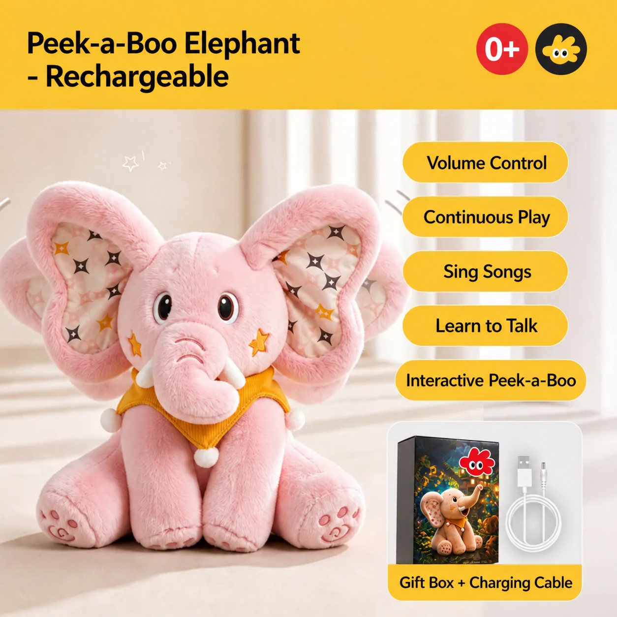 🐘Peek-A-Boo Singing Elephant Plush Toy – Interactive Musical Stuffed Animal