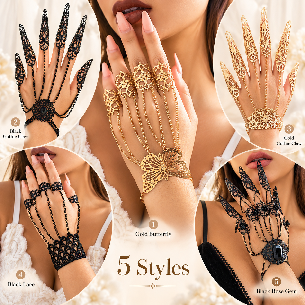Gothic Claw Ring Bracelet