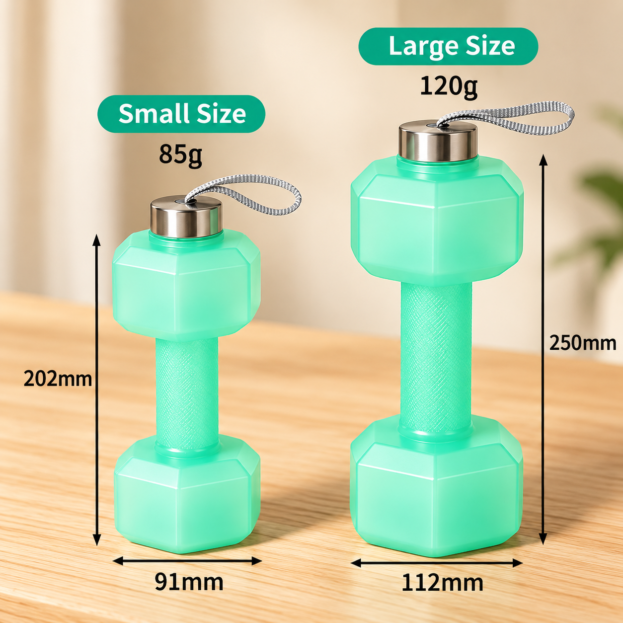 Dumbbell Water Bottle – Portable Workout & Fitness Hydration Bottle with Carry Strap