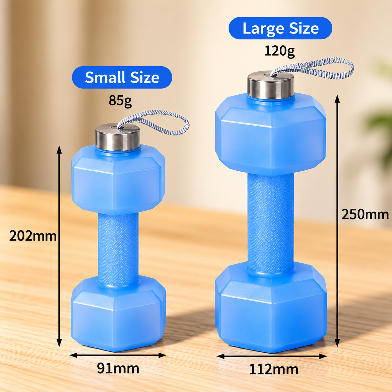 Dumbbell Water Bottle – Portable Workout & Fitness Hydration Bottle with Carry Strap