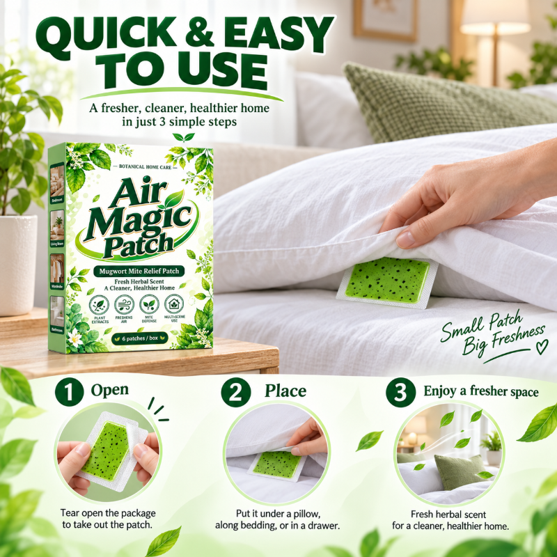 🌿 Buy 1 Get 1 Free - Mugwort Mite Repellent Patches ✨Long‑Lasting Home Mite Deterrent Patch, Natural Herbal Mite Control for Closet Bed Sofa, 6 Patches Per Pack