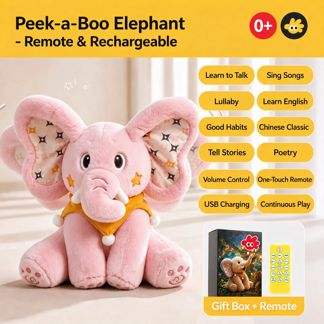 🐘Peek-A-Boo Singing Elephant Plush Toy – Interactive Musical Stuffed Animal