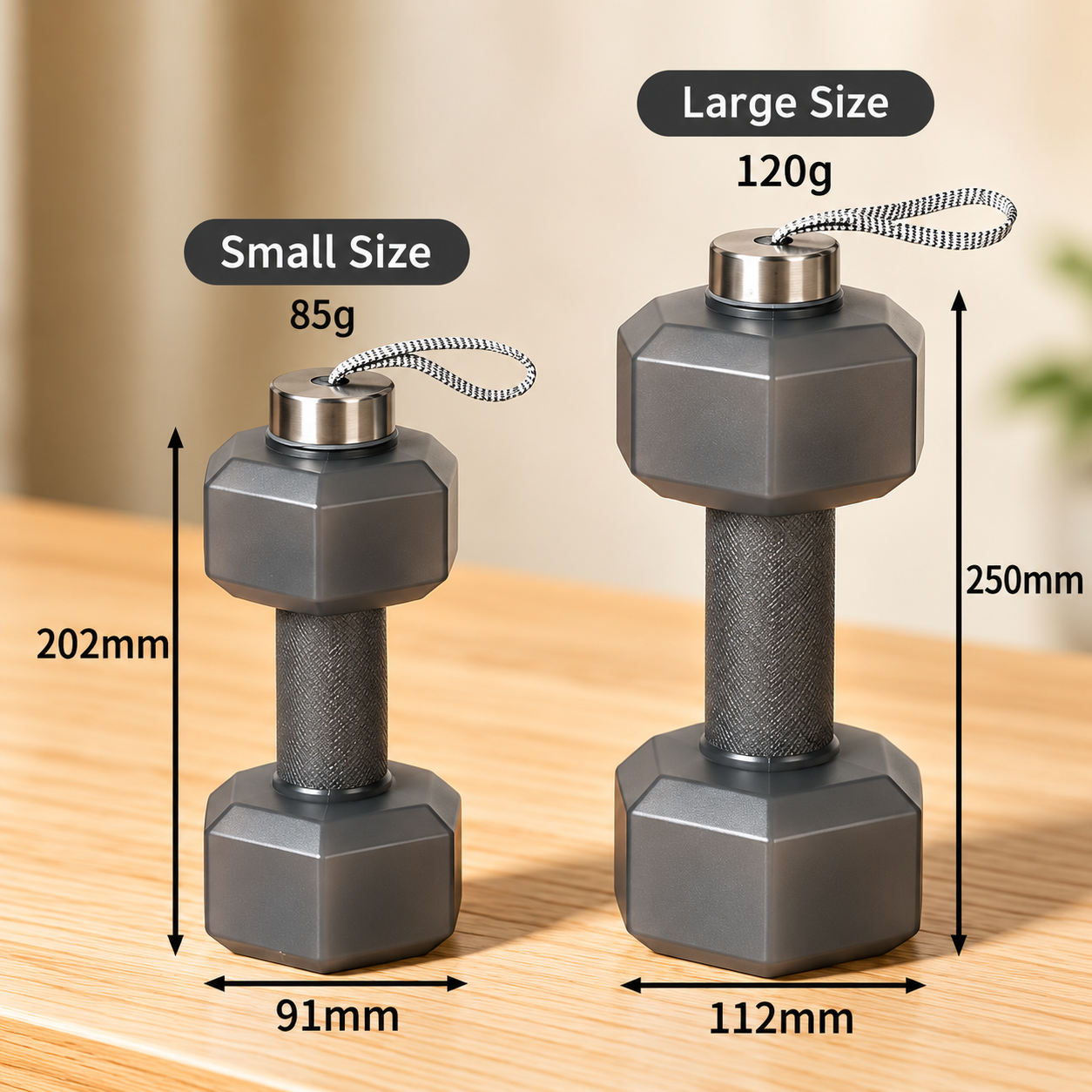 Dumbbell Water Bottle – Portable Workout & Fitness Hydration Bottle with Carry Strap