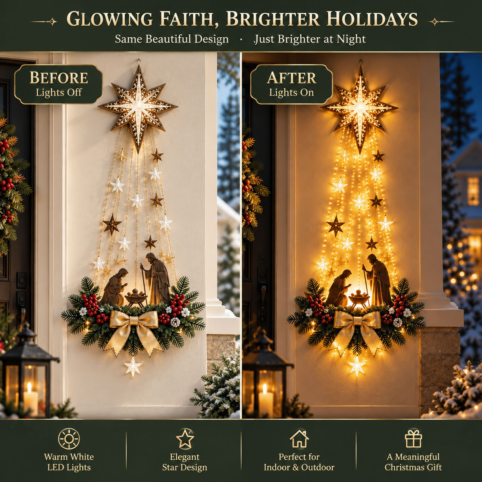 ✝️ Bethlehem Star of Faith™ – Lighted Nativity Wall Decor