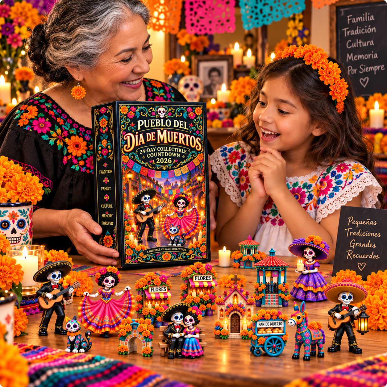 🎁Pueblo del Dia de Muertos 2026- 24-Day Day of the DeadCollectible Countdown Calendarwith 24 Unique Miniatures
