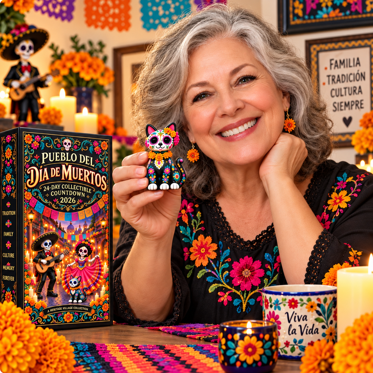 🎁Pueblo del Dia de Muertos 2026- 24-Day Day of the DeadCollectible Countdown Calendarwith 24 Unique Miniatures