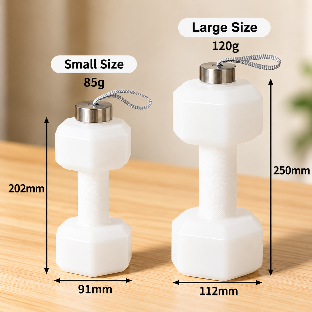 Dumbbell Water Bottle – Portable Workout & Fitness Hydration Bottle with Carry Strap