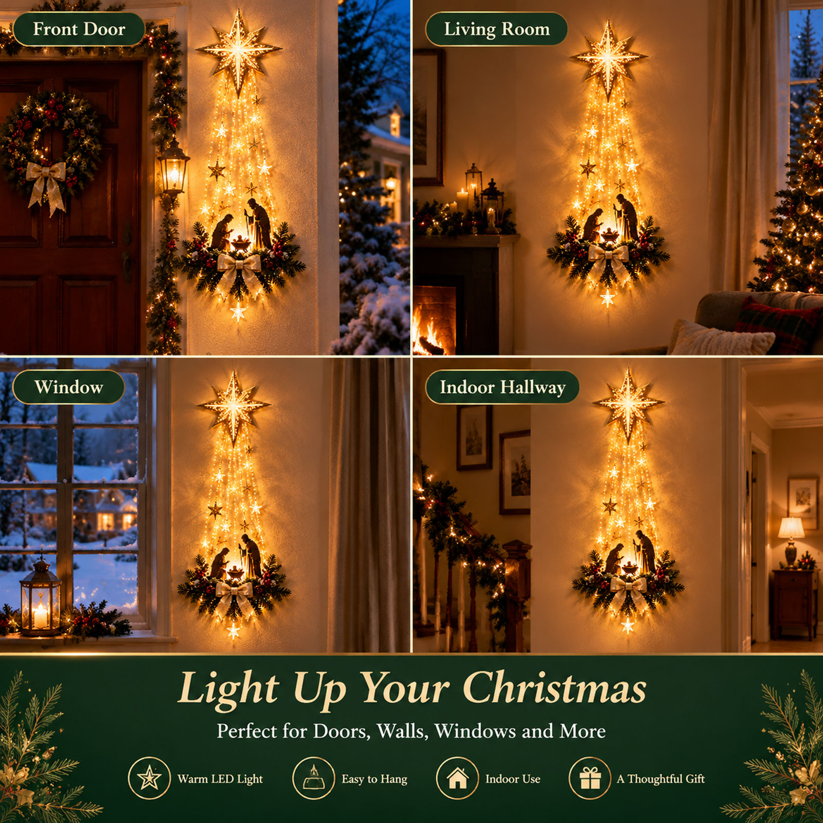 ✝️ Bethlehem Star of Faith™ – Lighted Nativity Wall Decor