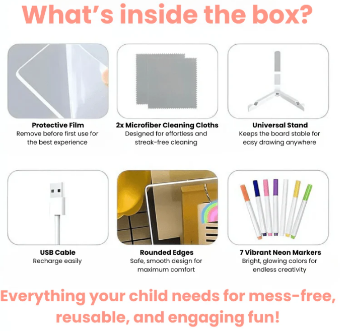 🔥✨ LED Note Board 🎨Includes 7 colour pens, bright display & reusable – Perfect for messages, reminders & creative fun 🖍️