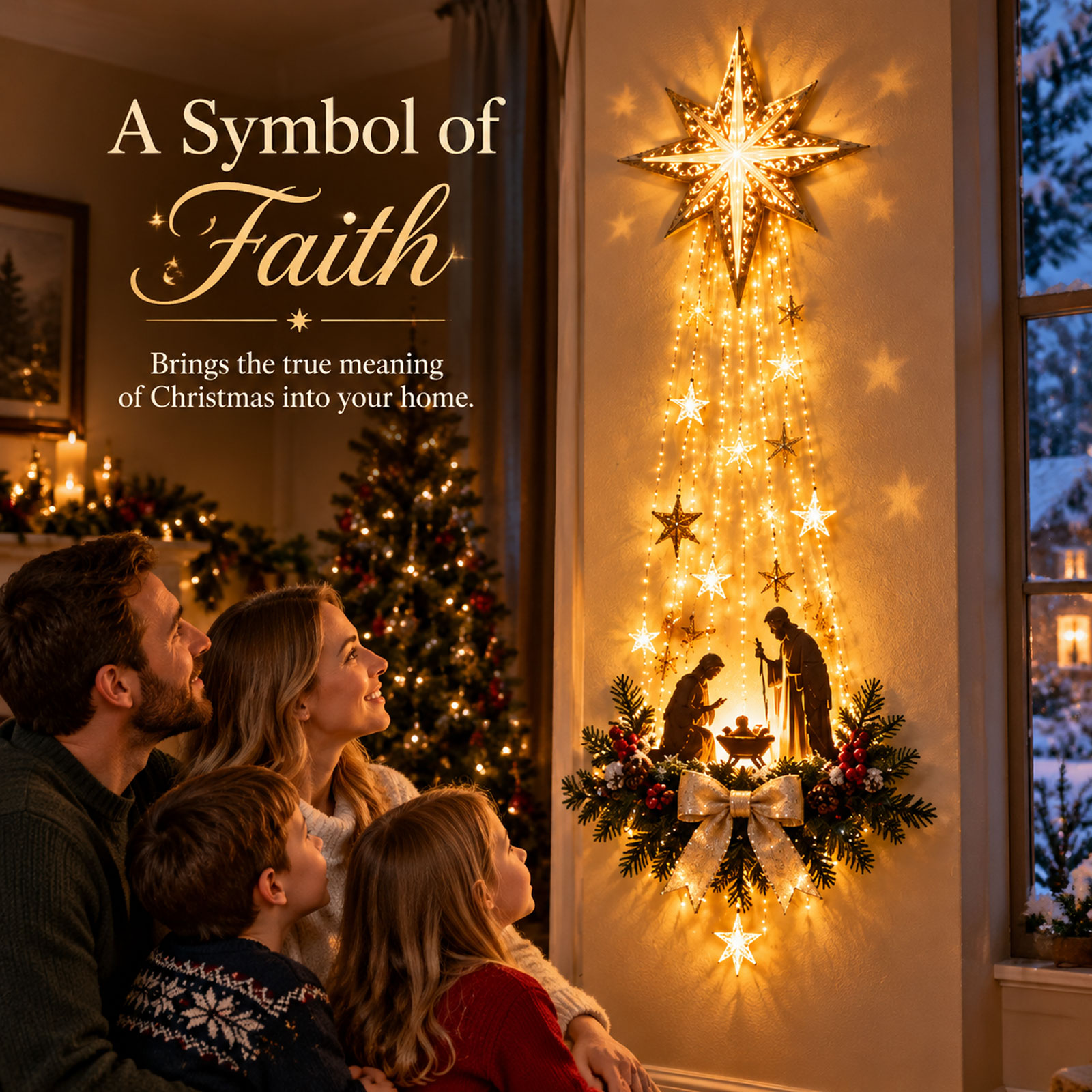 ✝️ Bethlehem Star of Faith™ – Lighted Nativity Wall Decor