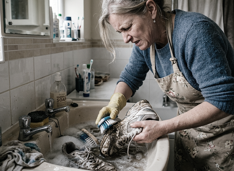 Hand washing shoes