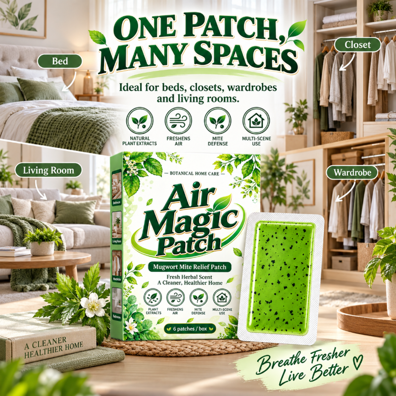 🌿 Buy 1 Get 1 Free - Mugwort Mite Repellent Patches ✨Long‑Lasting Home Mite Deterrent Patch, Natural Herbal Mite Control for Closet Bed Sofa, 6 Patches Per Pack