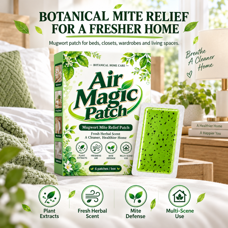 🌿 Buy 1 Get 1 Free - Mugwort Mite Repellent Patches ✨Long‑Lasting Home Mite Deterrent Patch, Natural Herbal Mite Control for Closet Bed Sofa, 6 Patches Per Pack
