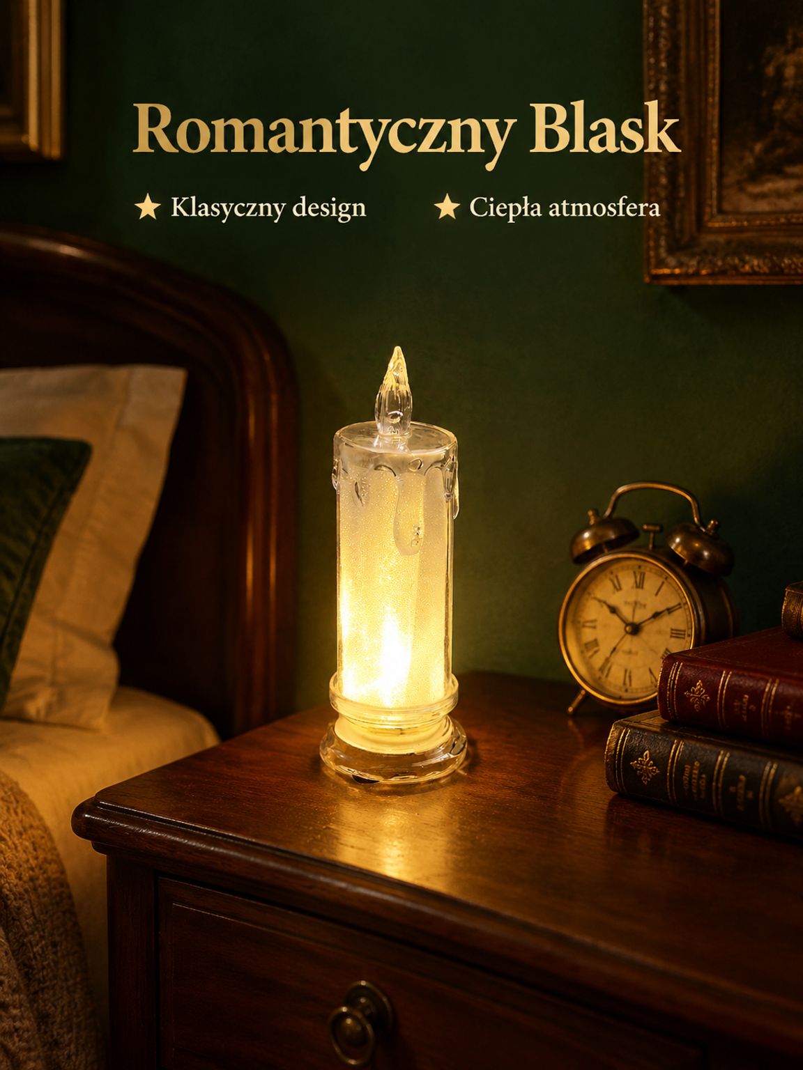 Romantyczna lampka nocna w kształcie świecy