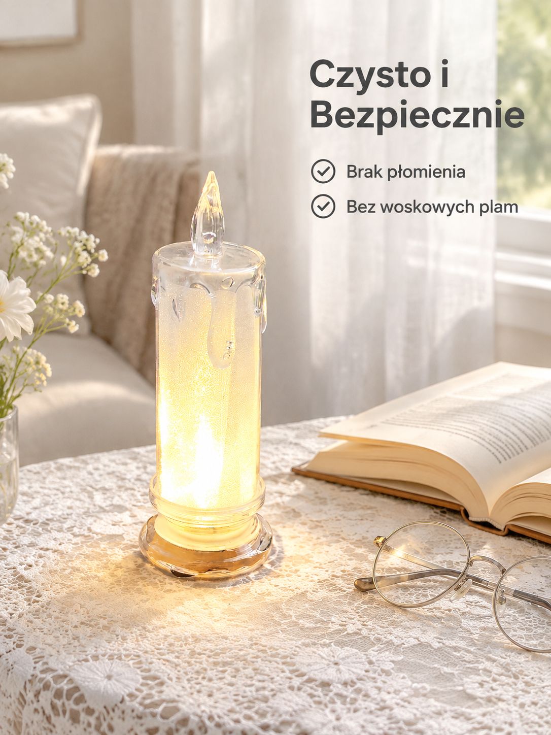 Romantyczna lampka nocna w kształcie świecy