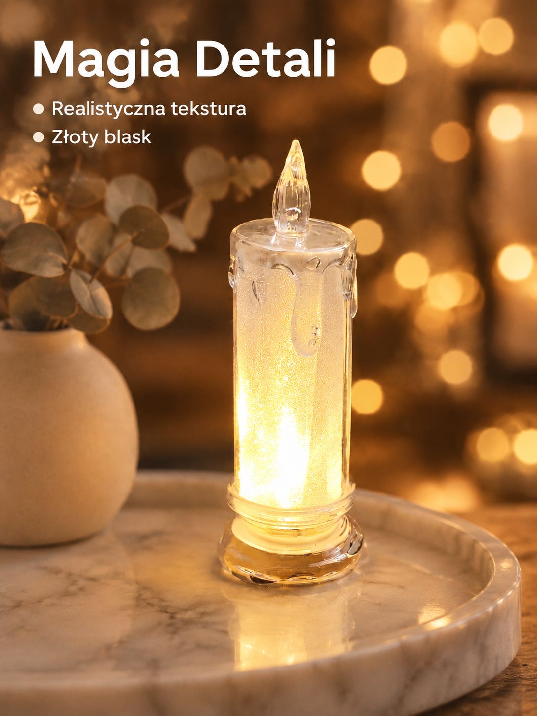 Romantyczna lampka nocna w kształcie świecy