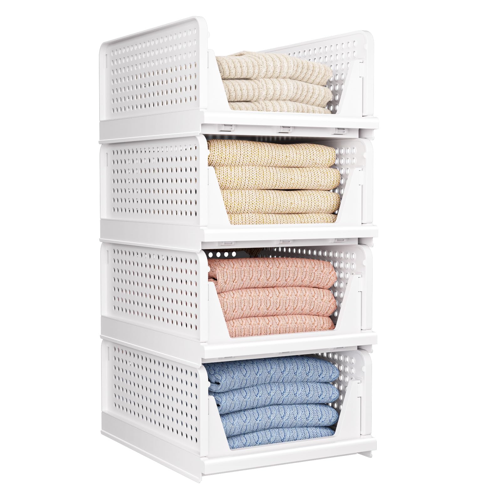 CTSNSLH 4 Pack Closet Organizers Stackable Storage Box