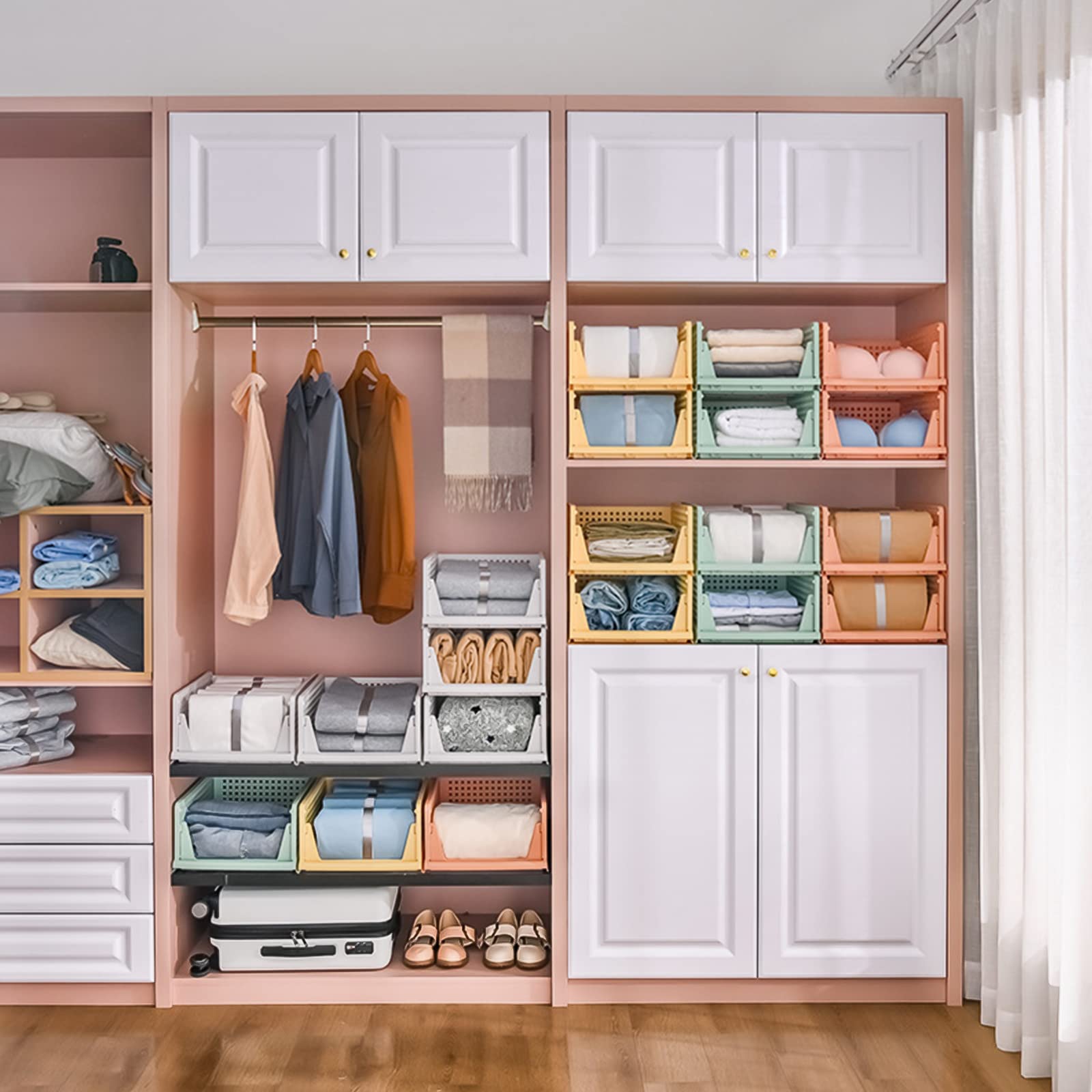 CTSNSLH 4 Pack Closet Organizers Stackable Storage Box