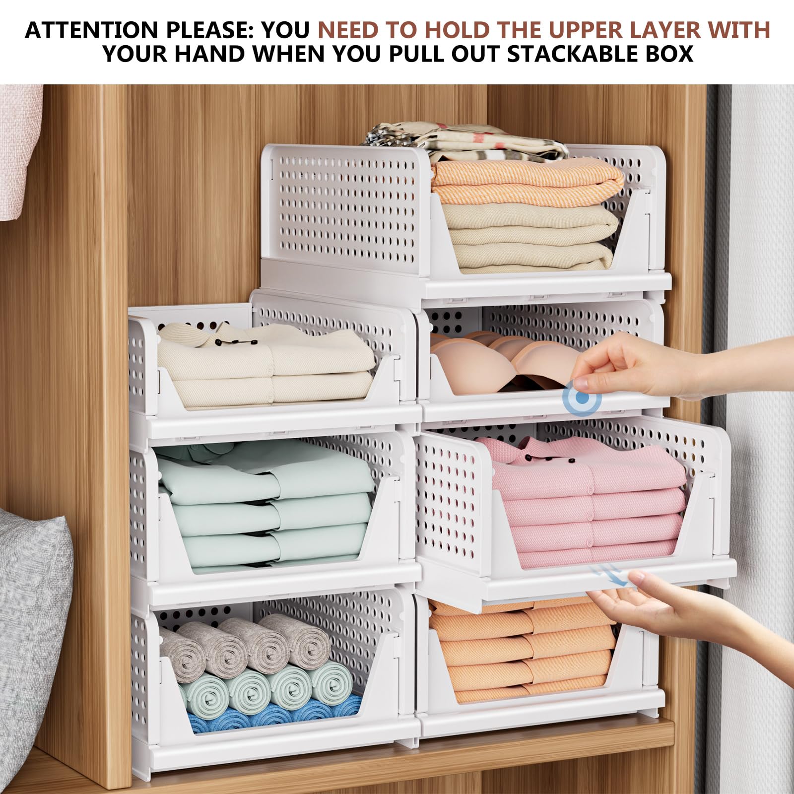 CTSNSLH 4 Pack Closet Organizers Stackable Storage Box
