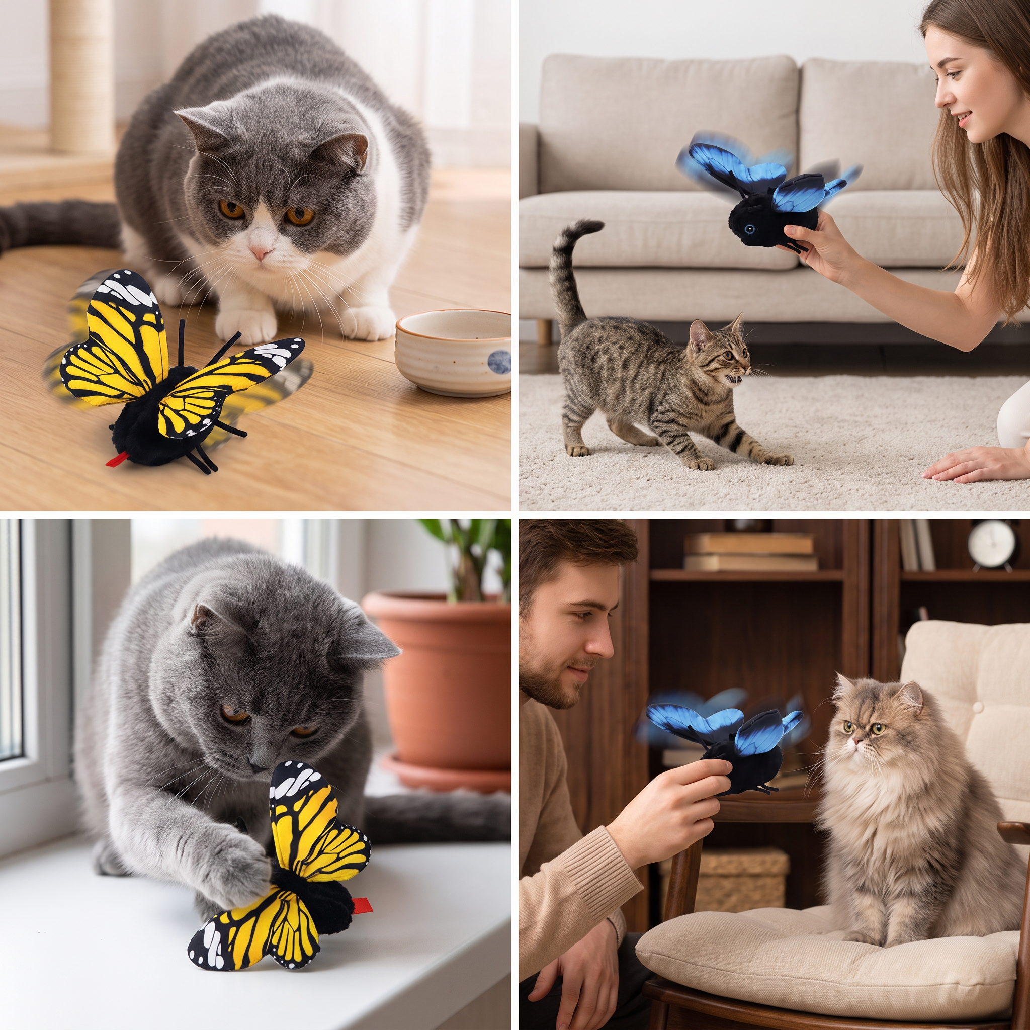 Interactive Flutter Butterfly Cat Toy – Automatic Flying Teaser