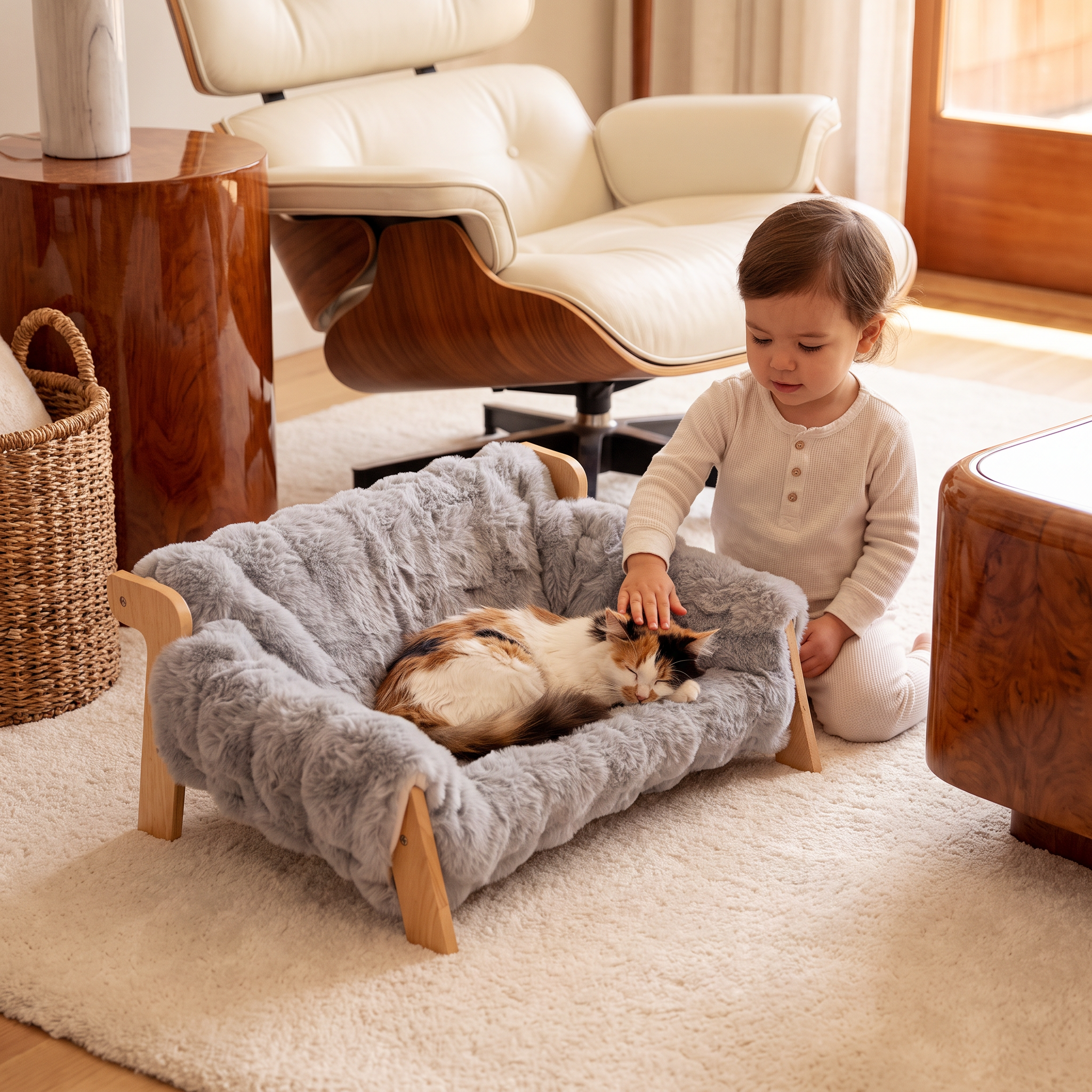 Luxury Elevated Solid Wood Cat Couch Bed