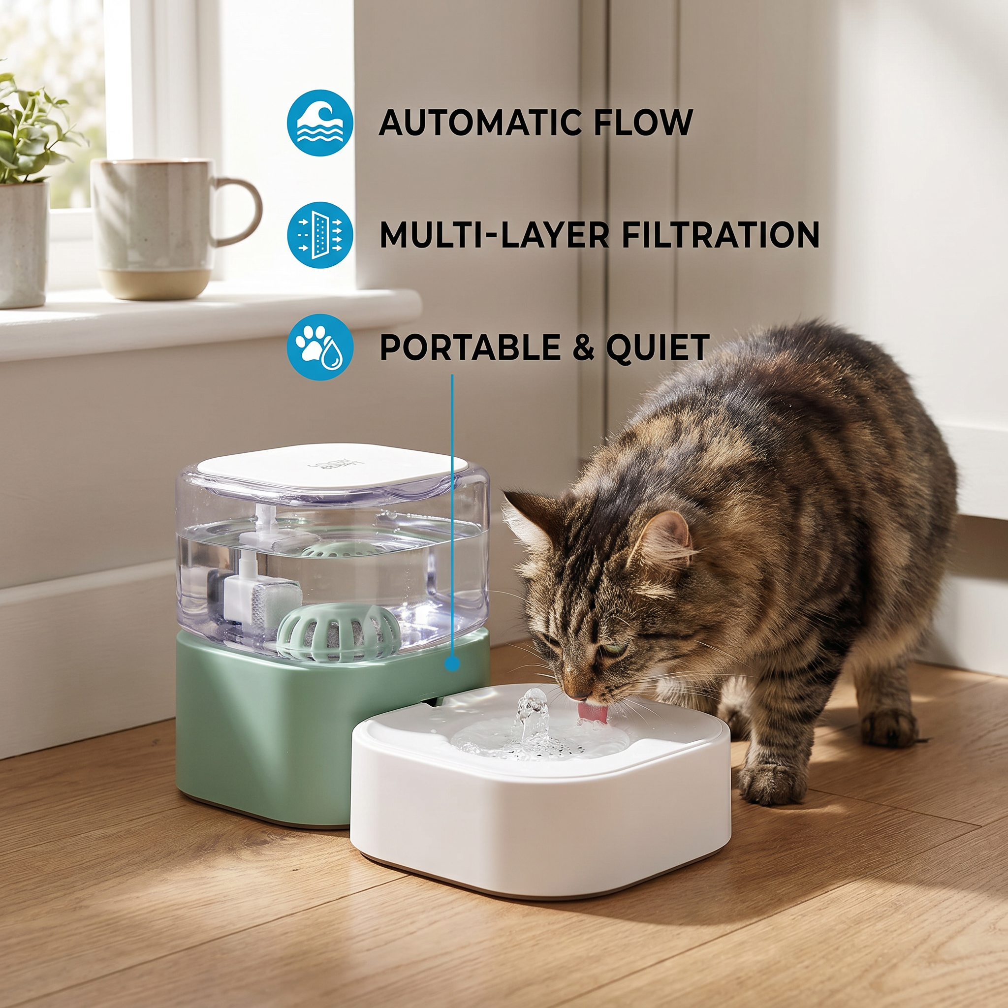 Automatic portable water dispenser for cats