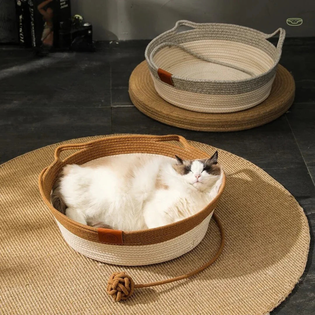 Handwoven Cotton Rope Cat Bed 