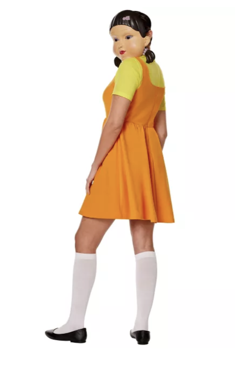 Déguisement robe de poupée du jeu 1, 2, 3 Soleil pour adulte