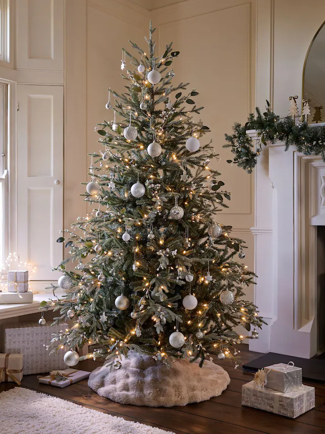 Lot de 50 boules de Noël blanches givrées incassables